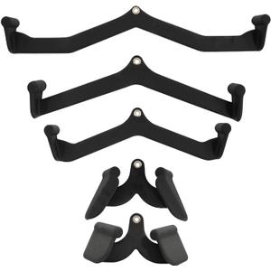 Fitvids LAT Pulldown Attachments, 5 Pieces Cable Machine Rowing Bar Set, Back Bicep Curl Tricep Lat Pull Down Strength Training Handles, Home Gym Fitness Cable Attachments with Non-Slip Rubber Coating
