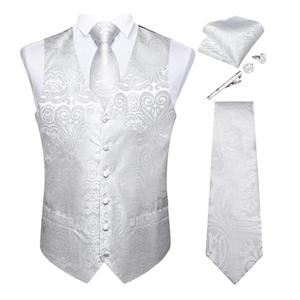 Men's Suit Vest Set Tie Handkerchief Cufflinks Wedding Party Tuxedo Blazer Suits Luxury Paisley Waistcoat MJTZ0137 LJ-000, M
