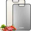 Sumzzz Titanium Cutting Board for Kitchen, Cutting Board Double Sided Food Grade, Pure Titanium/PP, Easy to Clean Large Size 1510.3 (15.6"L x 10.8"W, Silver)