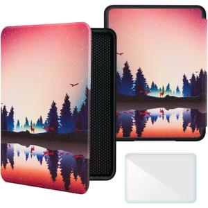 Smart Case Compatible with 7" Kindle Paperwhite 12th Generation (2024) and Kindle Colorsoft Signature Edition - Premium PU Leather Cover with Auto Sleep/Wake, Dimmed Night