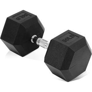 Fitvids 50LB Single Hex Dumbbells Rubber Coated Hand Weights for Exercises and Fitness