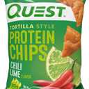 Quest Nutrition Chili Lime Tortilla Style Protein Chips, 20g Protein, 3g Net Carbs, Gluten Free, 1.1 oz (Pack of 12), Best By: 09/10/2026