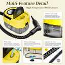 Steam Cleaner,15s Heat-Up,1.6L Tank,3-Level Adjustable Handle,2500W Steamer for Cleaning,Portable Steamer for Cleaning with 16PCS Accessories,Steam Cleaner for Home,Car,Dirt,Grease,Grout,Tile,Couch (Yellow)