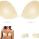 Sticky Bra Push Up, Adhesive Bras,Backless Silicone Bra for Women with Nipple Covers, Size C/D Cup