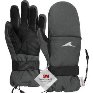 Achiou Ski Gloves,Winter Cold Weather Gloves for Men Women,Waterproof Touchscreen Snow Mittens (Small, Gray)