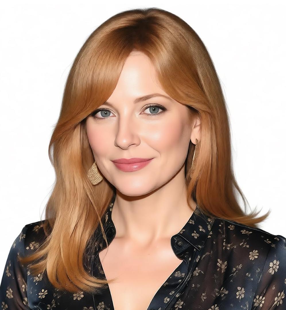 SEVENCOLORS Medium Length Strawberry Blonde Wigs for Women Layered Straight Blonde Wigs with Dark Roots Synthetic Hair Wig for Daily Party Cosplay