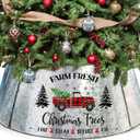 Christmas Tree Collar 29 Inch Diameter Base, Large Metal Tree Collar for Pencil Tree, Christmas Truck Decorations (Silver)