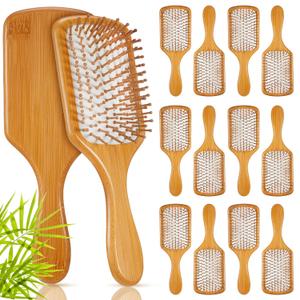 Tessco for you 12 Pcs Bamboo Hair Brushes Bulk Blank Wooden Paddle Brush Scalp Massage Anti Static Hairbrush Engraving DIY Gift for Women Party Wedding Mother's Day(9.65'' X 3.35'',White)