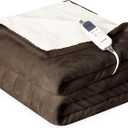 Heat Blanket 72x84 Full Size,Soft Flannel & Sherpa Reversible Electric Blanket with 10 Heat Settings,12 Timer Setting and 8 Hours Auto-Shut Off,ETL Certified Machine Washable,Dark Brown