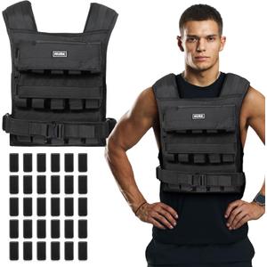 MVRK Weighted Vest Men 65lbs - Weighted Workout Vest With Removable Iron Weights, Heavy Duty Weighted Exercise Vest For Functional Training & Calisthenics - Weight Vest for Men and Women (65lbs)