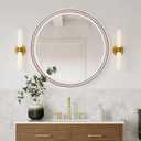 HOITUZYUS 24 Inch Rustic Round Wall Mirror, Farmhouse Wooden Circle Bathroom Vanity Mirror for Entryway, Living Room, Bedroom & Hallway Home Decor