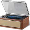 G Keni Retro CD Player Boombox, Dual HiFi Speakers with Bluetooth in/Out, Vintage Wooden Battery Powered Portable CD Player for Home, AUX/USB Playback, FM Radio Music Player (Brown)