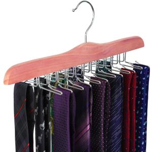 TOPIA HANGER American Red Cedar Wooden Tie Racks for Closet, 24 Tie Hangers Organizer, High-Grade Space Saving Necktie Holder for Storage and Display Bra, Tank Top, Camisole (1-Pack) CT14T