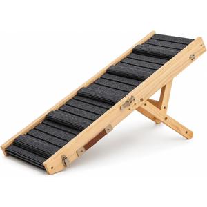 Dog Ramp for Large Dogs, Adjustable Foldable Wooden Pet Ramp with Non-Slip Carpet, 4 Adjustable Heights (9.05" to 18.5") for Bed, Couch & Car, Portable Ramp for Senior Dogs, Arthritis & Joint Support