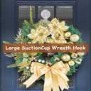 2 Pack Wreath-Hanger,22 LB Heavy Duty Waterproof Removable Suction Cup Wreath-Hooks for Halloween Christmas Dcor, Wreath Holder for Window Glass Smooth Doors Tiles Welcome Sign (Grey)