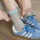 SYAKO Breathable Socks for Women and Girls, 5 Pack Cute Cotton Novelty Sock (Pink + Blue + Beige + Light Gray + White)