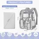 Attmu Clear Backpack for Stadium Events, Heavy Duty PVC Transparent Bookbag with Reinforced Strap, Large Capacity See Through Clear Bag for College Concerts Sport Work Security Travel, Grey