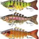 UOZAZE Fishing Lures Swim Bait Freshwater and Saltwater, Glide Bait for bass, Trout Lifelike Jointed swimbait for Bass, ‎Slow Sinking Bass Fishing Lure, Gifts for Men, Trout Lures, Fishing Stuff, Set of 3