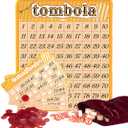 Extguds Tombola Bingo Game,Vintage Tombola Italian Game,Russian Lotto with number1-90 for Lottery, for up to 24 Players