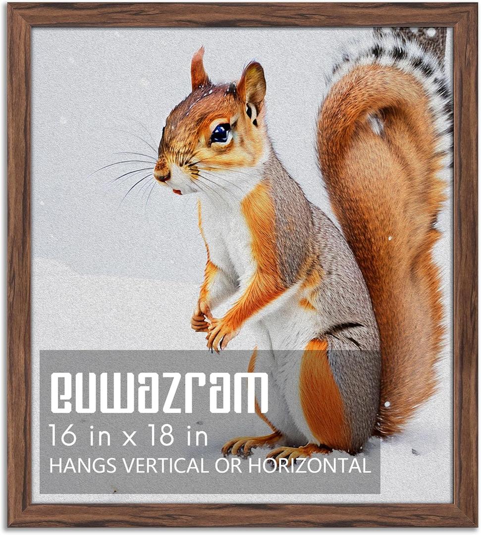 Rustic Walnut 16x18 Frame - Single Frame, 16 x 18 Poster Frame for Artwork, Puzzles, Photos and Movie Posters Picture Frames