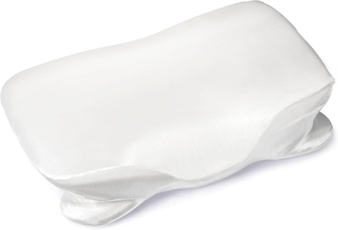 Thickened Satin Pillowcase for Zelimun Cervical Pillow, Smooth & Soft Pillowcase, Contour Pillow Cover with Zipper (White)