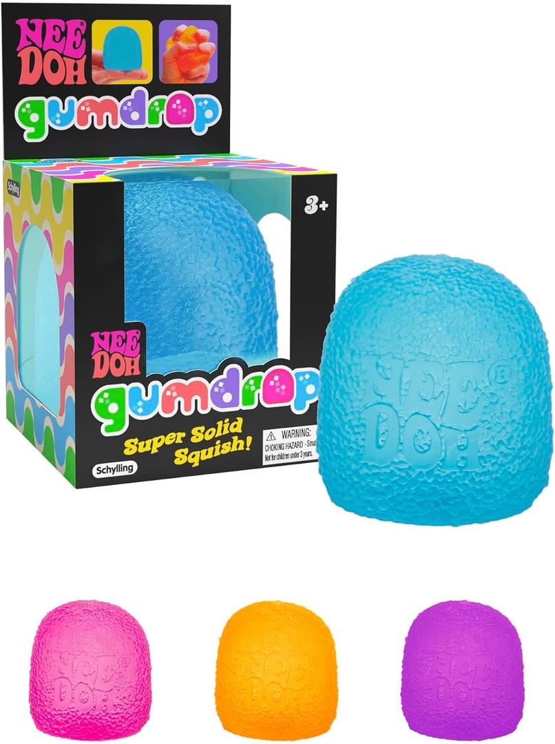 Schylling NeeDoh Gumdrop - Textured Sensory Toy with Super Solid Squish - 2.5" Tall - Colors May Vary (Pack of 1)