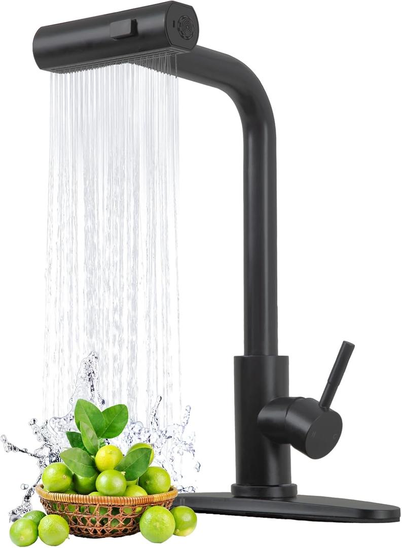 HOTIS Black Kitchen Faucets with Pull Down Sprayer, Stainless Steel Single Handle Matte Black Kitchen Sink Faucet, Sink Faucet for Farmouse Camper RV Bar, Suitable for 1 or 3 Hole Installation HOTIS Black Kitchen Faucets with Pull Down Sprayer, Stainless Steel Single Handle Matte Black Kitchen Sink Faucet, Sink Faucet for Farmouse Camper RV Bar, Suitable for 1 or 3 Hole Installation
