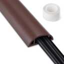 5.5FT Floor Cord Cover, Brown Soft Cable Cover Floor, Large Size Extension Cord Covers for Floor, Power Cord Protector Floor Wire Cover - Cord Channel Diameter: 0.7" (W) x 0.4" (H)