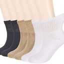 MD FootThera 4 Pairs Non-Binding Diabetic Ankle Socks for Men Women Loose Fit Top Soft Crew Socks Cushion Sole Circulatory Breathable Neuropathy Ankle Socks for Elderly Swelling Legs