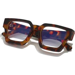 AIEYEZO Square Thick Frame Glasses for Women Men Fashion Blue Light Glasses Trendy Chic Computer Eyeglasses (Tortoise)