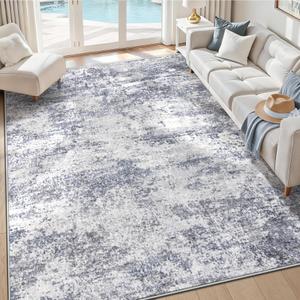 VECARF 9x12 Area Rug for Living Room: Washable Abstract Rugs Blue Grey