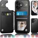 DJDUCK Designed for iPhone 17 Case Wallet with Card Holder, [Magnetic Clasp Cover] [RFID Blocking Leather Protection] Shockproof Women Men Cases 6.3 Inch for Apple 17 Black