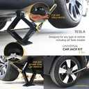 Car Jack Kit 3 Ton (6,600 lbs) with Tesla Pad & Universal Rubber Pad | Scissor Jack for Car - Tire Jack Tool Kit | Portable, Ideal for SUV and Auto - Universal Emergency Kit with Lug Wrench