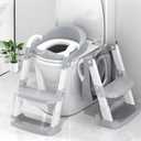 Potty Training Seat with Step Stool Ladder, Toddler Potty Training Toilet for Boys Kids, Potty Chair Adjustable Potty Seat for Toilet with Anti-Slip Wide Steps Splash Guard Safety Handles (Grey)