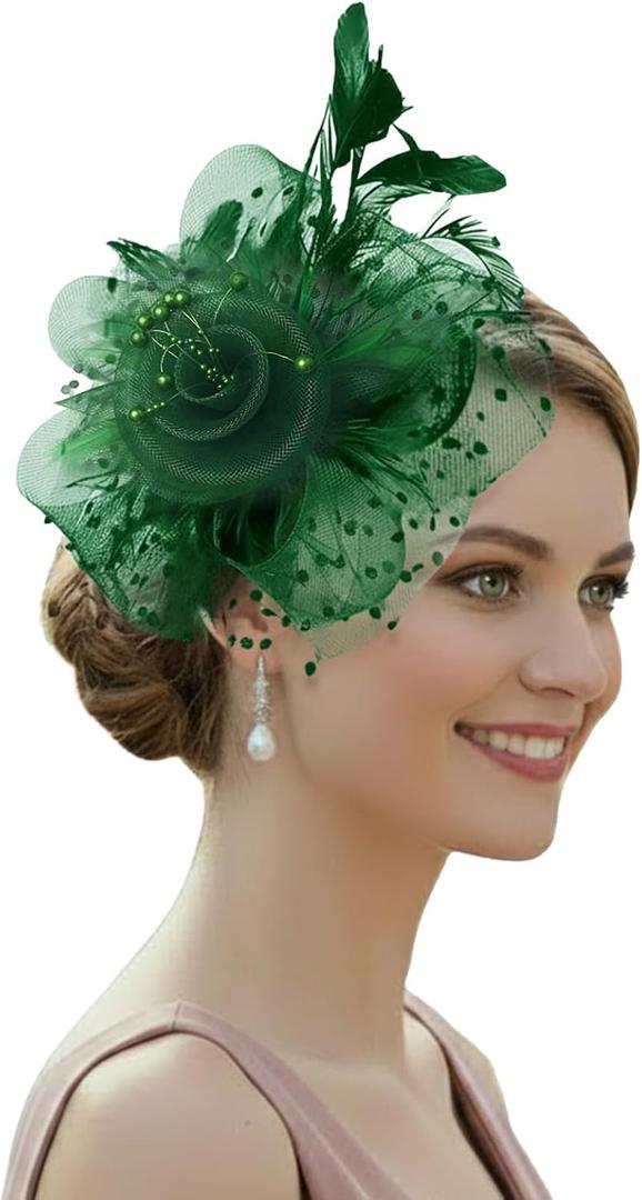 Fascinators Hats for Women Vintage Tea Party Hat Fancy Dress Headwear Feather Fascinator for Weddings Racing Events
