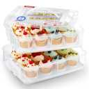 Gencywe Plastic Cupcake Carrier 24 Count, 2-Layer Cupcake Holder Carries with Lid & Handles, Cookie, Cake, Cupcake and Brownie Storage Carrier, Reusable Cupcake Box