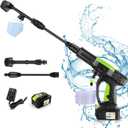 Homdox Cordless Pressure Washer w/ 40V Battery, 1300 PSI Cordless Power Washer Battery Powered, Portable Pressure Washer w/ 6-in-1 Nozzle, Soap Container, Charger Included (Black&Green with 1 Battery)