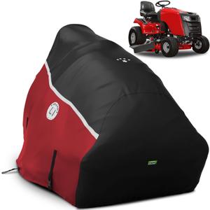 420D Riding Lawn Mower Cover, Waterproof Tractor Cover Heavy Duty Fits Decks up to 54",Universal fit for John Deere, EGO, Toro, Craftsman and More -72" L x 54" W x 46" H-Red
