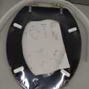 Angel Shield Toilet Seat with Zinc Alloy Hinges Quiet-Close Quick-Release Wood Molded UV Lid Easy Clean(Round,Black)