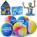 Water Skipping Ball Pool Water Toy, 5 Pack Water Bouncing Ball Ink-Splashed Colorful Skip Balls, Summer Beach Swim Toys Games for Kids and Adult Games
