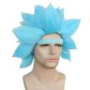 JoneTing Short Blue Spiky Wig +Hair Cap +Unibrow Short Blue Spiked Wigs for Men Blued Cosplay Wig Adults Blued Funny Wigs for Halloween Peluca Azul Party for Anime Cosplay