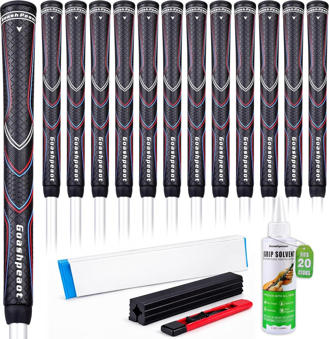 Polyurethane Golf Grips Pack of 13 with Regripping KitAdvanced Texture Control Non-slip for All-Weather Conditions Golf Club Grips,Comfortable Tackiness Feel Golf Grips for Men