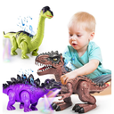 Doloowee 3 Pack Walking Dinosaur Toy for Kids 3-5/5-7 Years,Simulation Tyrannosaurus & Stegosaurus & Brachiosaurus,Electric Robot Dinosaur with LED Lights & Sounds,Dinosaur Toys for Boys and Girls