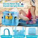 ZUXNZUX Mesh Beach Bag - Large Waterproof Beach Tote Bag with Zipper, Oversized Foldable Lightweight Family Swim Bag Vacation (Blue)