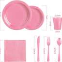 Pink Plastic Plates, 25 Guest Pink Party Supplies Set, Pink Disposable Dinnerware Set, Including Plastic Plates, 12 oz Cups, plastic Cutlery and Paper Napkins for Party Wedding Birthday