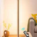 EDISHINE Corner Floor Lamp, Upgraded Dual-Sided Lighting, Wooden Floor Lamps for Living Room, Standing Lamp with Remote/Foot Control, 7CCT & Dimmable Floor Lamp for Bedroom, Office, Natural Wood