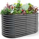 Land Guard 6x3x3ft Oval Galvanized Raised Garden Beds, Large-Capacity Metal Planter Box Outdoor, Durable Deep Raised Garden Bed 3ft Tall, Raised Beds for Gardening Vegetables, Dark Grey
