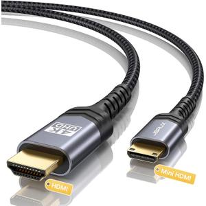 JSAUX Mini HDMI to HDMI Cable 3FT, [Aluminum Shell, Braided] High Speed 4K 60Hz HDMI 2.0 Cord, Compatible with Camera, Camcorder, Tablet and Graphics/Video Card, Laptop, Raspberry Pi Zero W - Grey