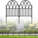 19 Pack Decorative Garden Fence Panels - 20.07 Ft Black Arched Metal Landscape Border Edging with Floral Design,No-Dig Rustproof Wire Fencing for Flower Beds, Patios, Dog, Yard, Outdoor