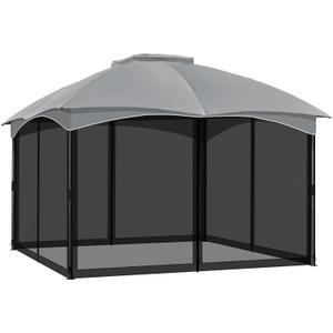 COWVIE Gazebo Replacement Netting Screen, 12' x 14' Universal Gazebo 4-Panel Mosquito Sidewalls with Double Zippers for Outdoor Patio (Only Netting) (Black)